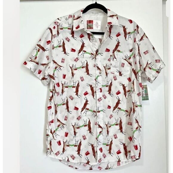 Deer Pong Christmas Buttonup!! XL - Picture 1 of 7